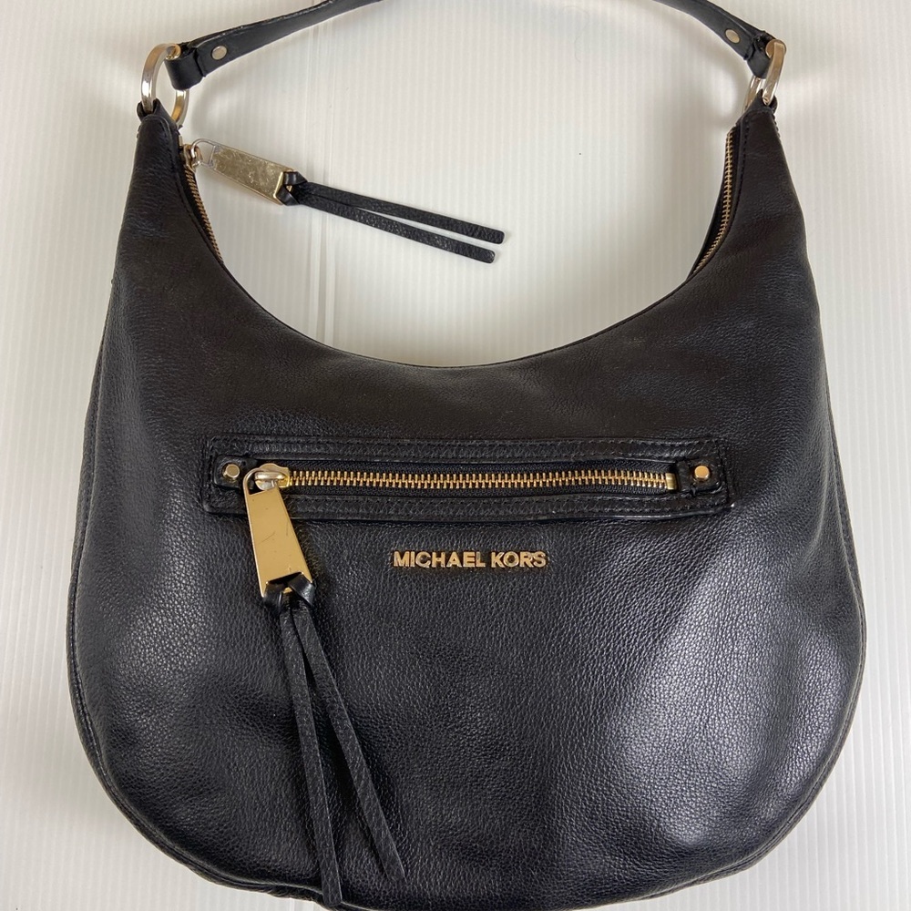 Michael Kors Pebbled Leather Hobo Shoulder Bag – Black - Picture 3 of 11